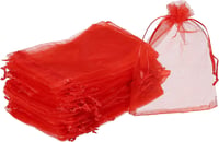 Piros organza ajándéktasak 50db - Esküvői, karácsonyi ékszertartó 11x16cm 1