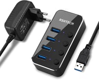 RSHTECH USB 3.0 Hub 4 portos, kapcsolókkal és tápegységgel 1
