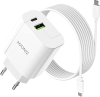Zinooy 20W USB-C Gyorstöltő 2 Portos, Kompakt Fali Adapter iPhone 16/16 Pro/15/15 Pro Készülékekhez, Univerzális USB Töltő Apple Eszközökhöz 1