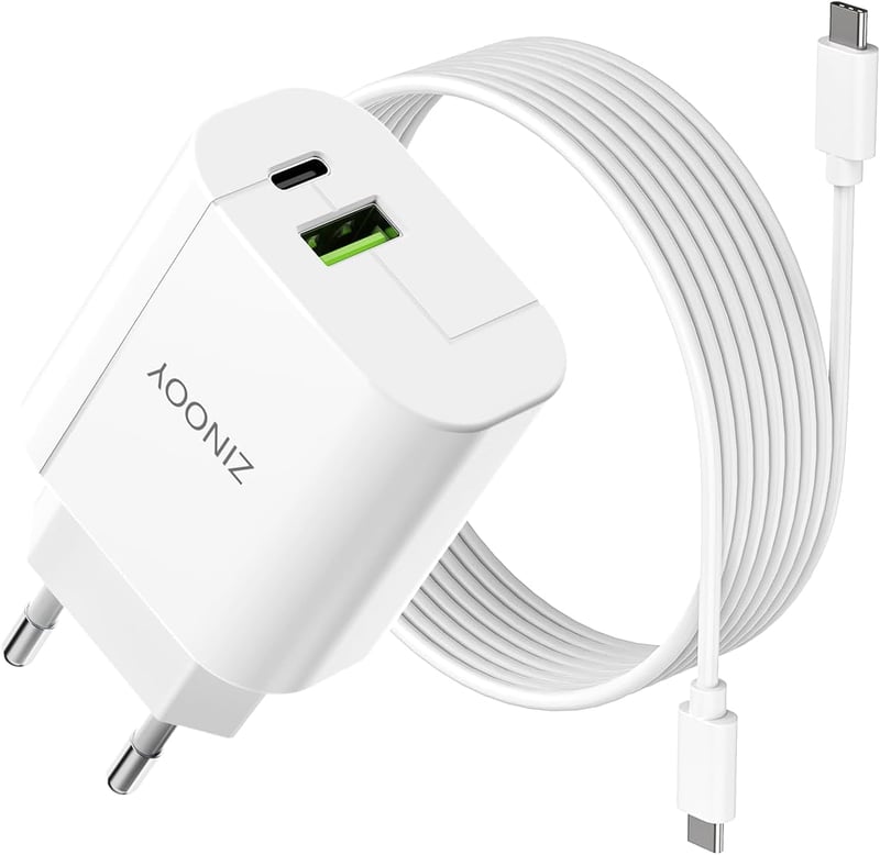 Zinooy 20W USB-C Gyorstöltő 2 Portos, Kompakt Fali Adapter iPhone 16/16 Pro/15/15 Pro Készülékekhez, Univerzális USB Töltő Apple Eszközökhöz