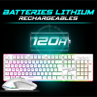 Spirit of Gamer x MK600 Vezeték Nélküli Félmechanikus Gamer Billentyűzet és Egér Szett - Fehér, RGB, 4800 DPI, Újratölthető, PC/PS4/PS5/Xbox 5