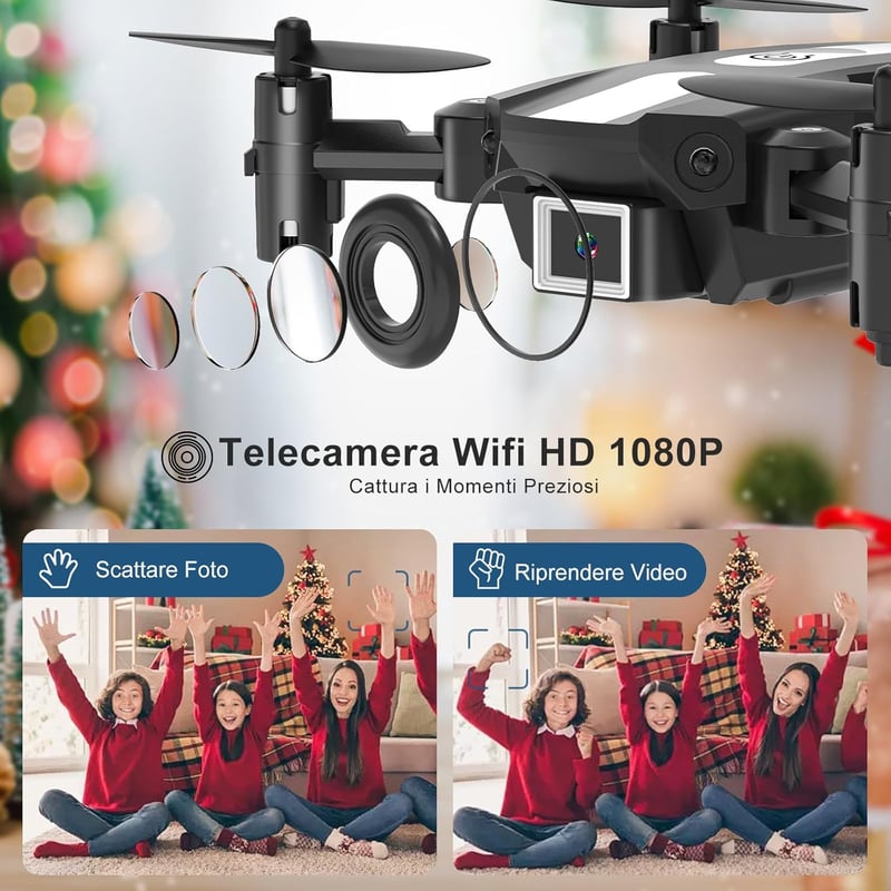 Wipkviey T25 Mini Drón 1080P Kamerával - Összecsukható RC Quadcopter FPV, 2 Akkumulátorral és Hordozható Táskával - Gyerekeknek és Kezdőknek