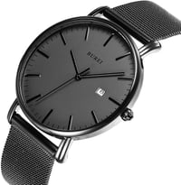 BUREI Férfi Minimalista Szürke Kvarc Karóra Hálós Szíjjal 5