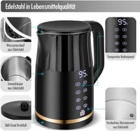 ForMe Rozsdamentes Acél Vízforraló 1,7L - Digitális LED Kijelző, 40-100°C Hőmérséklet Szabályozás, Melegen Tartó Funkcióval, Teafőzéshez, BP 3
