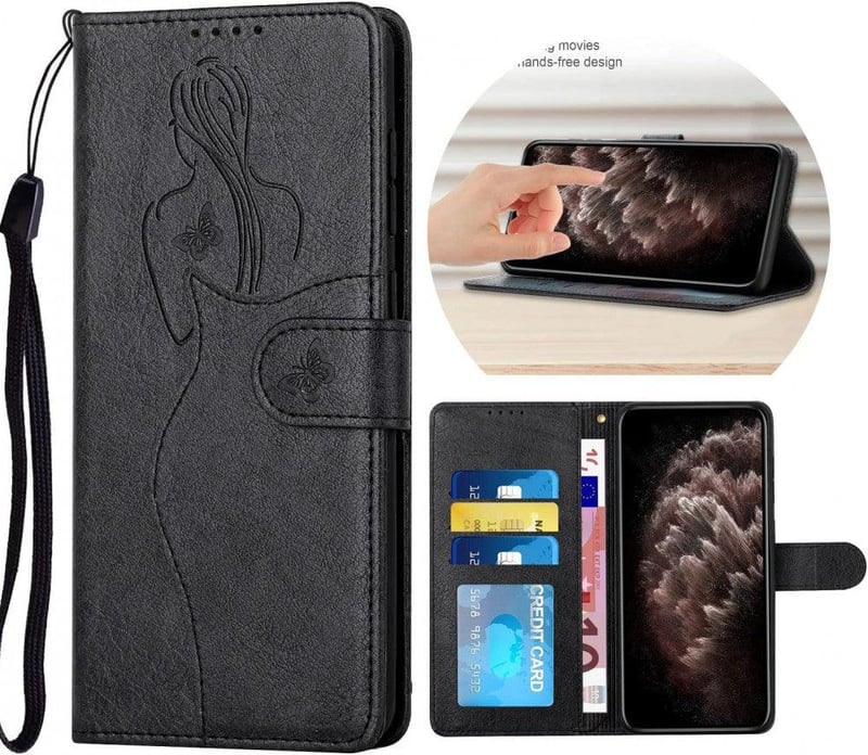 Oppo A91/F15/Reno 3 Lányos Mintás Ütésálló Bőr Flip Tok Vogu'Sana