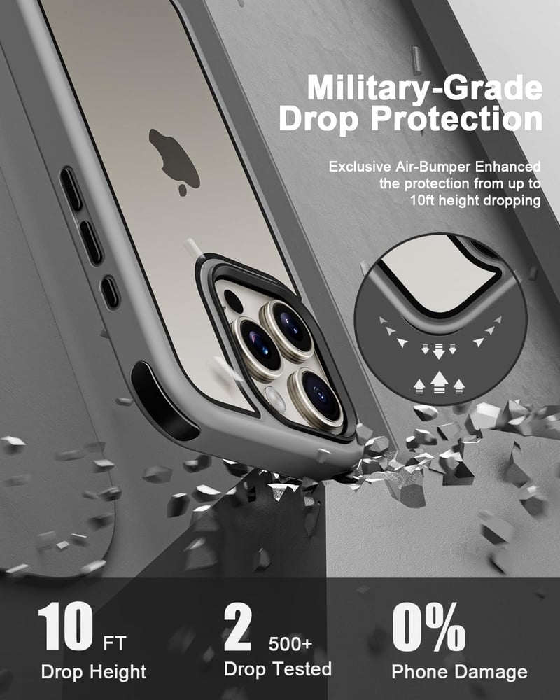 MobNano Ultra Hybrid átlátszó, ütésálló iPhone 15 Pro tok - Titán