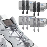 Flintronic rugalmas cipőfűző, 4 pár, 120 cm, fekete és szürke, felnőtteknek és gyerekeknek 2