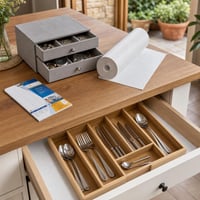 Set za organizaciju ladica: 2125 naljepnica + podloga + umetak za pribor + kutija s 2 ladice 1