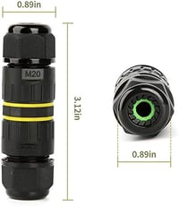 CTRICALVER IP68 Vízálló Kábel Elosztó Doboz Kültéri Használatra - 9-12 mm Átmérőjű Kábelekhez, 3-Tűs Gyorscsatlakozó, Fekete, 2 db 3