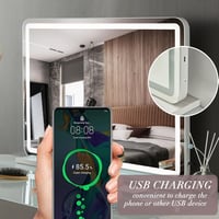 Puselo Hollywood Sminkasztal Tükör LED Világítással, 3 Színhőmérséklettel, Érintésvezérléssel, USB Csatlakozóval és 10x Nagyítással, 80x55 cm 5