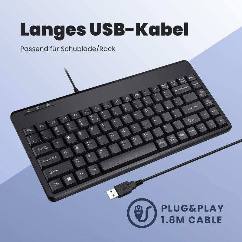 Perixx PERIBOARD-409 U Mini USB billentyűzet - Kompakt német QWERTZ - Vezetékes, zongoralakk