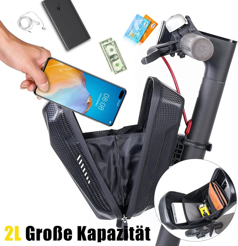 CHICLEW Roller Táska - 2L Vízálló Kormánytáska Xiaomi MI Mijia M365 és Ninebot ES1/ES2/ES3/ES4 Elektromos Rollerekhez, EVA Kemény Tok