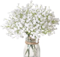 Veryhome 10 db Művirág Gypsophila Csokor - Fehér Műbabafű Dekoráció Esküvőre, Lakásba, DIY Virágkötészethez - Élethű, Tartós (Váza nélkül) 1