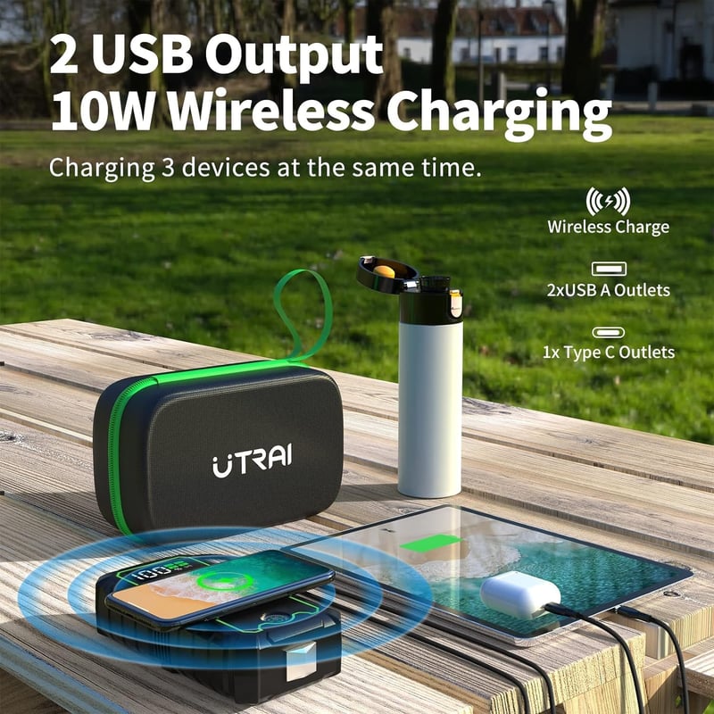 UTRAI 3600A Autós Akkumulátor Bikázó és Powerbank, LED Lámpával, 12V