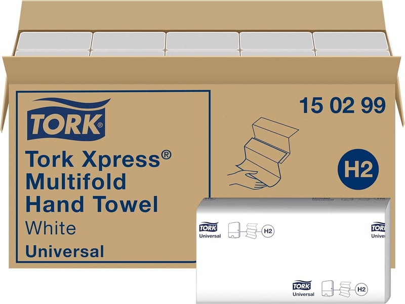 Tork Xpress Multifold kéztörlő papír - fehér, 1 rétegű, 20 csomag x 250 lap, H2 adagolórendszerhez, higiénikus, gazdaságos, élelmiszeripari 