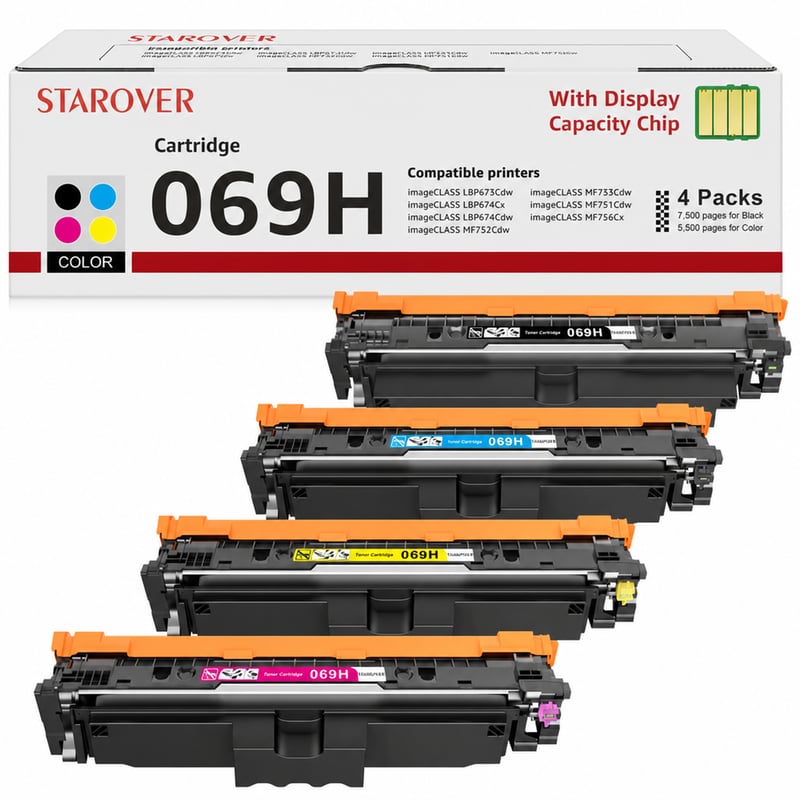STAROVER 069H 069 Kompatibilný toner pre tlačiareň Canon i-SENSYS MF752Cdw MF754Cdw - Azúrová tonerová kazeta, neúplné balenie, stav ako nový