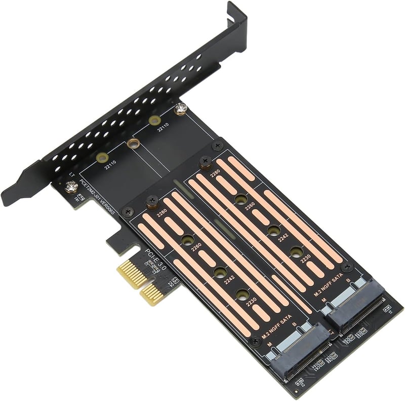 VBESTLIFE Dual M.2 NVMe SSD PCIE Adapter - 6Gbps Átalakító Kártya M2 SATA SSD-hez, Többféle Mérethez (22110/2280/2260/2242/2230), Windows/Li