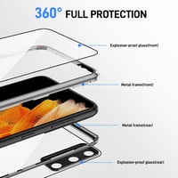 Samsung Galaxy S20 FE IBEX mágneses tok - 360°-ban forgatható, fémkeretes ütésálló védőtok dupla üveggel 3