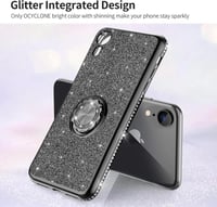 iPhone XR Csillogó Fekete Gyűrűs Védőtok Glitterrel 6