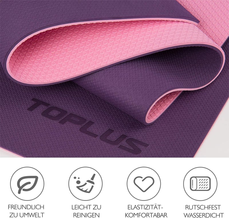 TOPLUS Jógaszőnyeg, Csúszásmentes Tornaszőnyeg Fitnesz és Pilates Edzéshez, 183x61x0,6 cm TPE Anyagú Edzőmatrac Hordozópánttal