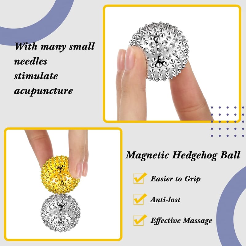 Mágneses akupresszúrás masszázslabda szett - 20 db, 32 mm, ezüst és arany