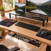 Set pre produktívnu kanceláriu: klávesnica + myš + 2x podložka + stojan na monitor + organizér káblov 1