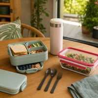 Balík na obed do kancelárie: bento box + termoska 0,47 l + sklenená dóza + 4-dielny príbor 1