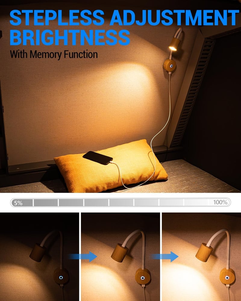 SUPAREE 12V LED lámpa lakóautóba, USB-vel, szabályozható, meleg fehér és kék fénnyel