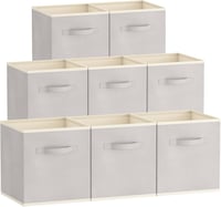 Lifewit 8 db Összecsukható Szövet Tárolódoboz Fogantyúval - 33x38x33 cm Világosszürke Rendszerező Kocka Polcba, Játékokhoz, Magazinokhoz 1