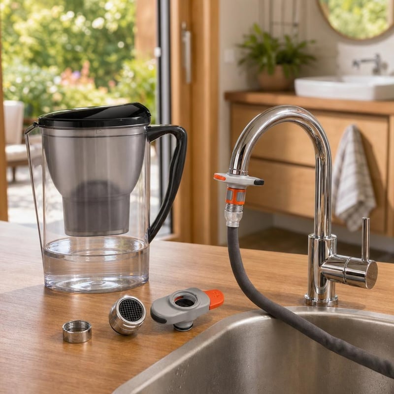 Vízszűrő konyhamentő: 2,3 l vízszűrő kancsó + víztakarékos csapszűrő + M22/M24 csapadapter