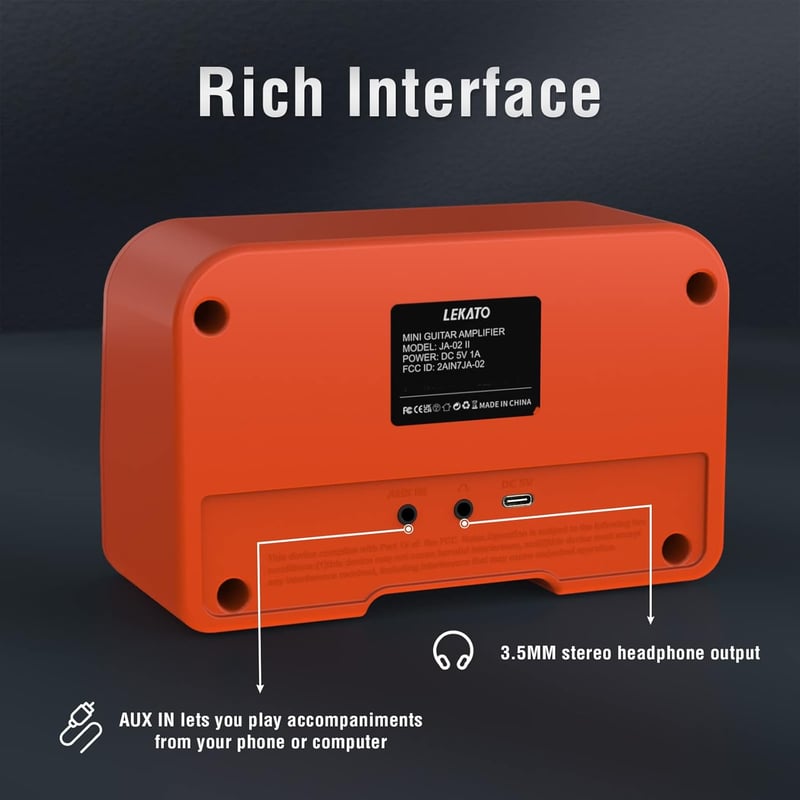 Lekato 10W Bluetooth E-gitár erősítő - Hordozható, újratölthető, 3 sávos EQ