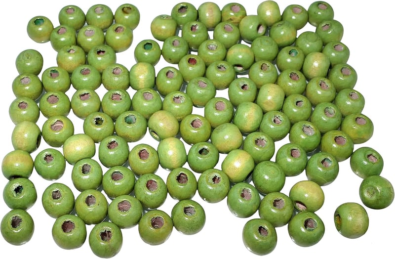 Chartreuse színű 8-9mm-es fa gyöngyök - 80 db-os készlet