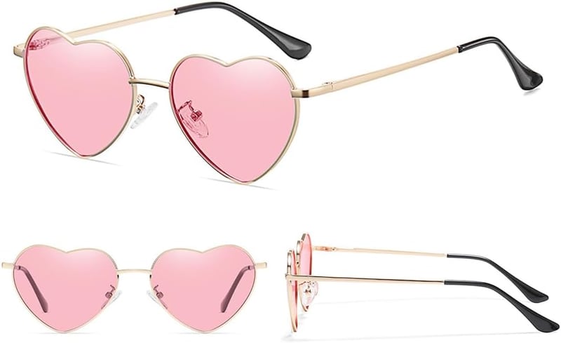 RUNHUIS Arany Szív Alakú Napszemüveg - Polarizált, UV400, Unisex Fesztivál Szemüveg