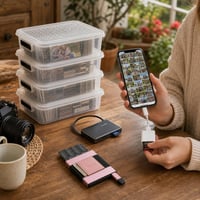 Balík na zálohovanie spomienok: Lightning čítačka + M.2 box + RFID peňaženka + 4x úložný box 1