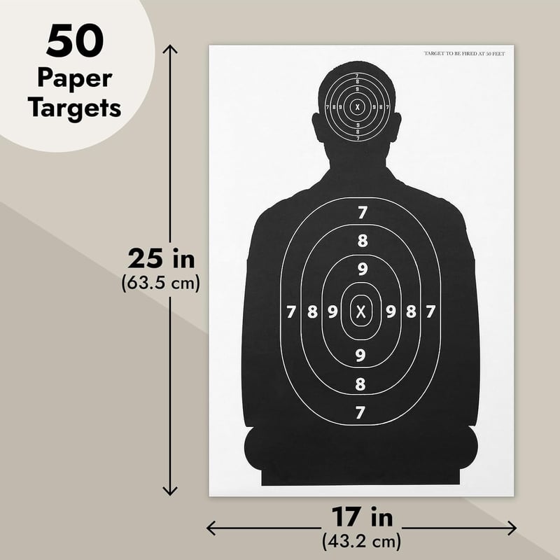 LÖ Lőlap készlet - 50 db fekete-fehér sziluett, 43x63 cm, légfegyverekhez és airsoft fegyverekhez