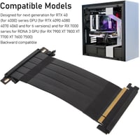 ASHATA PCIe 4.0 X16 Riser Kábel, 40cm Fekete, Rugalmas VGA Hosszabbító, 180° GPU Grafikus Kártya Adapter, RTX 4000 és RX 7000 Sorozattal Kom 3