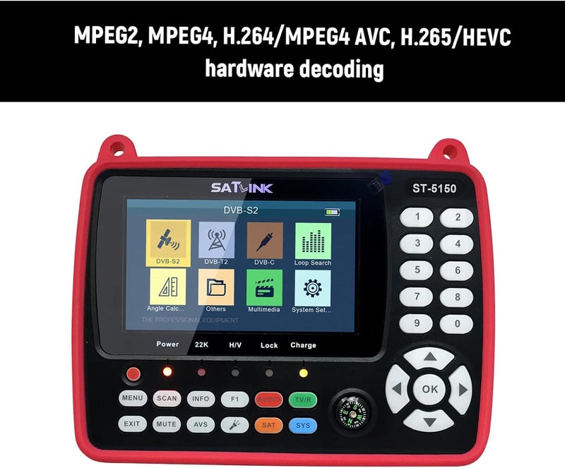 VISLONE ST-5150 DVB-S2/T2/C Combo Műholdkereső Készülék 4,3" LCD Kijelzővel, H.265 HEVC Támogatással