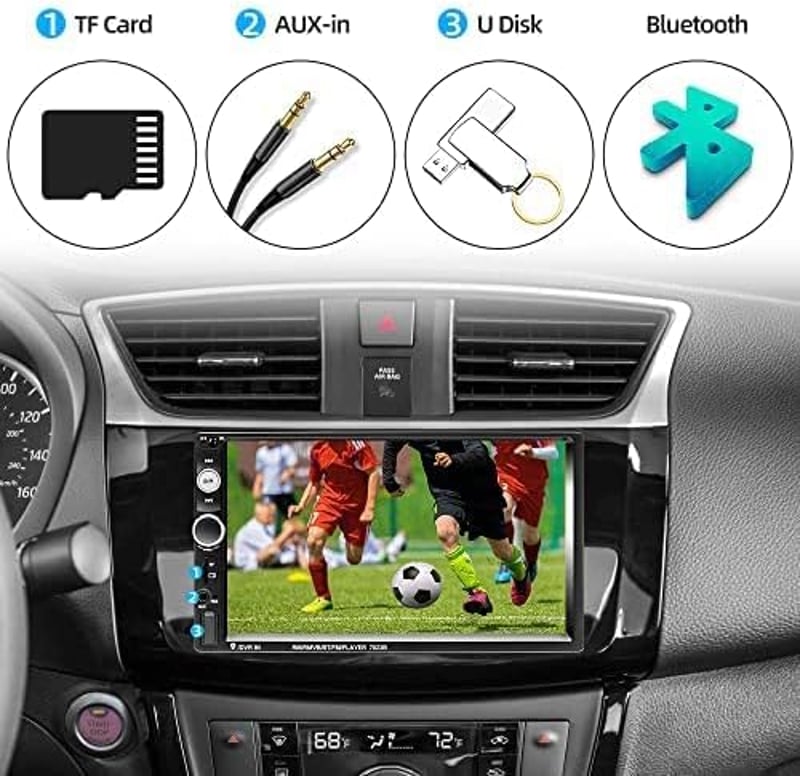 Podofo 2 DIN 7" Autórádió Érintőképernyővel - iOS/Android Mirror Link, Bluetooth, FM, USB, Tolatókamera, Kormányvezérlés