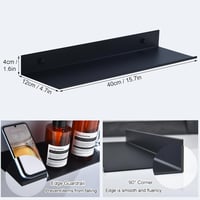 HNVNER Fúrás Nélküli Zuhanypolic Szett - 2 db Fekete Fém Fali Polc 40 cm - Fürdőszobai Tárolórendszer Samponoknak, Konyhába, Nappaliba 3