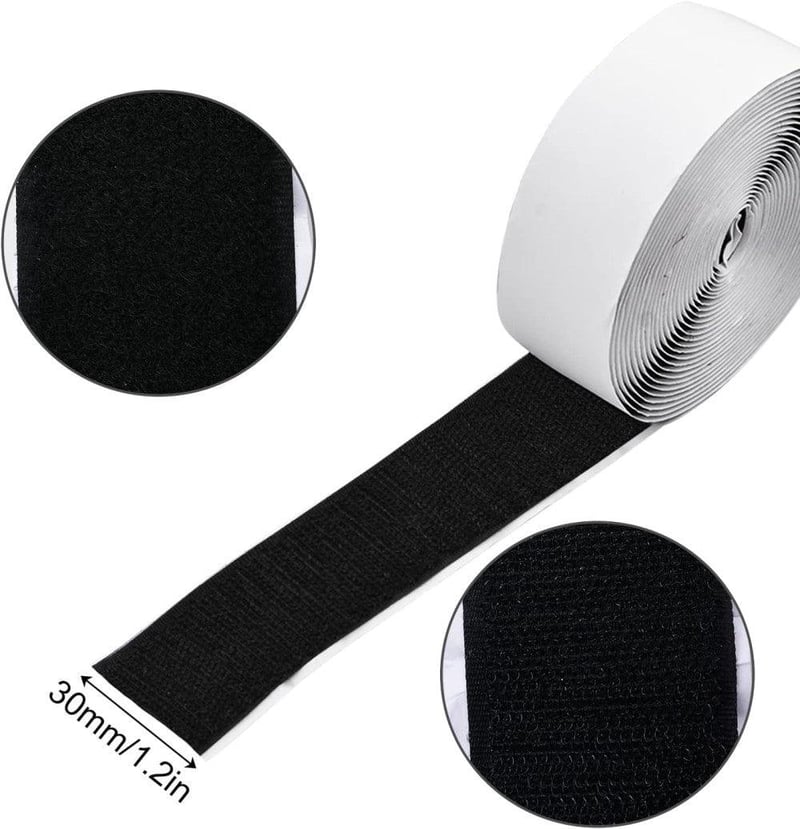 Erős fekete tépőzár tekercs 5m, 30mm széles nylon szalag
