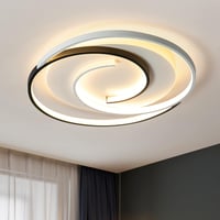 minifair Modern LED Mennyezeti Lámpa 36W 50cm - Távirányítós, Geometrikus Kerek Fekete-Fehér, Fényerőszabályozható, Nappaliba, Hálószobába,  1