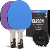 PRO SPIN Szénszálas Pingpong Ütő Szett, 2.0mm Szivacs, Kiváló Pörgetés és Pontosság, Védőtokkal, Kék-Lila, 2db-os Csomag, Haladó Játékosokna 1