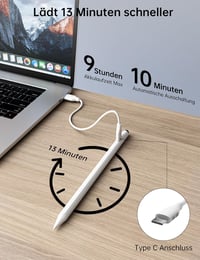 MEKO Apple Pencil Kompatibilis Érintőceruza Gumi Heggyel - Gyorstöltés és Dőlésérzékelés iPad Pro/Air/Mini Modellekhez 2018-2025 3