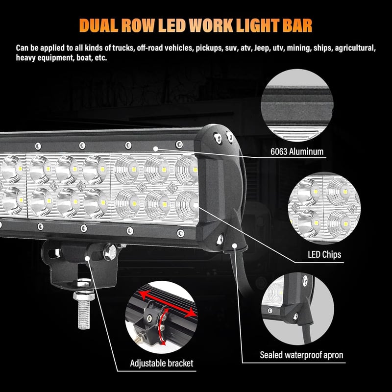 SKYWORLD 28 Inch 180W LED Munkalámpa Bar 12V 24V Vízálló Offroad Fényszóró