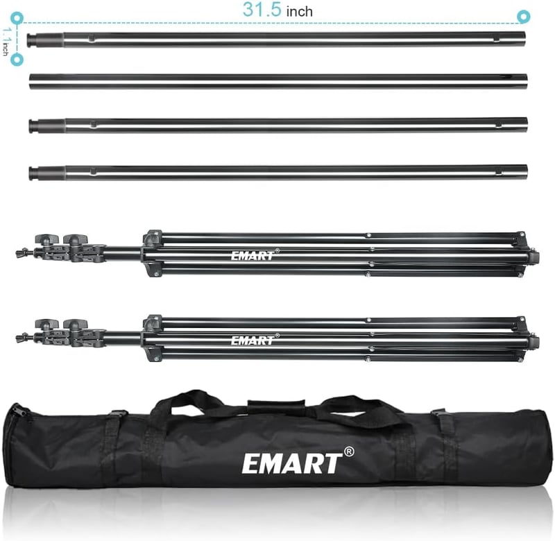 EMART Fotó Háttérállvány 2,8x3m - Stabil Alumínium Keret 13,6kg Teherbírással, 6 Rögzítővel, Zöld Háttérhez, Vetítővászonhoz, Stúdióhoz