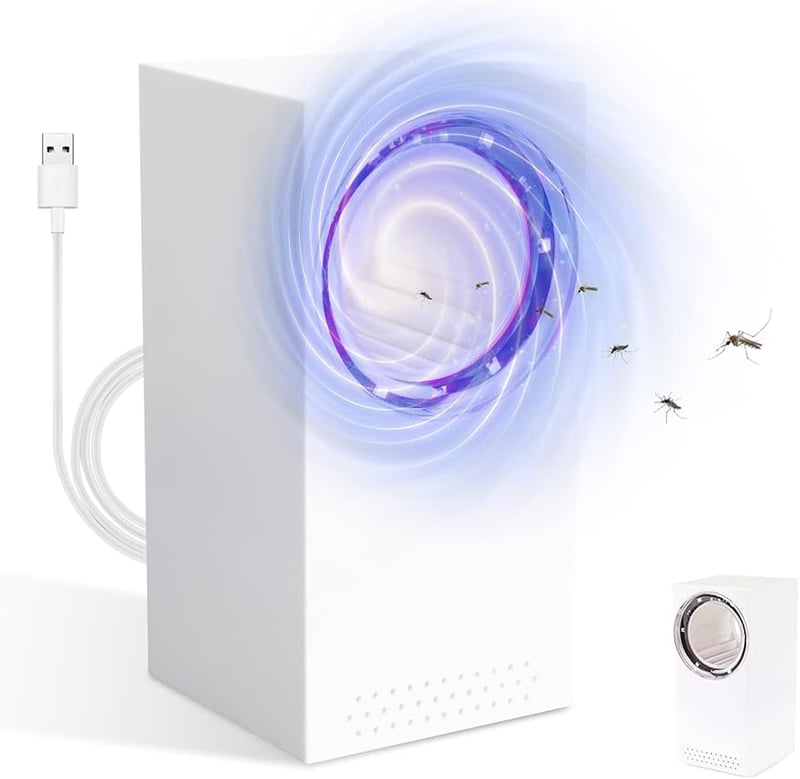 bubbacare Elektromos Rovarcsapda UV Fénnyel - USB Szúnyogirtó Lámpa, Hordozható Rovarölő Ventilátor, Beltéri és Kültéri Használatra, Csendes