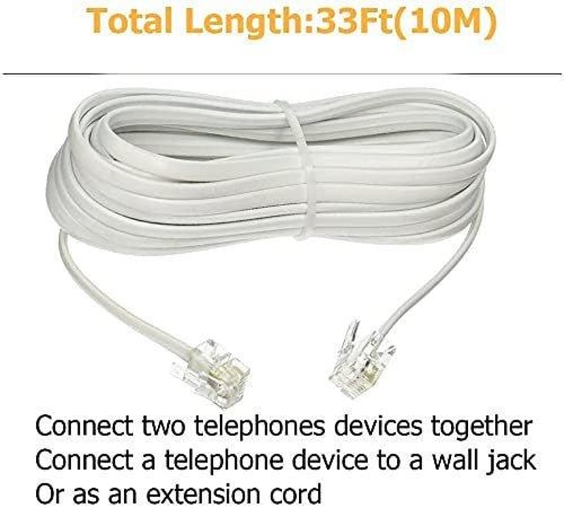 HUAZIZ 10m Fehér RJ11 Telefon Kábel Modemhez és Routerhez