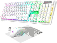 Empire Gaming Armor RF800 Vezeték Nélküli RGB Gamer Billentyűzet-Egér Szett Egérpaddal - 4800 DPI - PC/PS4/PS5/Xbox/Mac Kompatibilis - Fehér 9