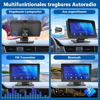 Podofo 7" Vezeték Nélküli Autórádió - Érintőképernyős, Bluetooth, Apple CarPlay, Android Auto, Airplay, FM Adó, Tükrözés Funkcióval 5