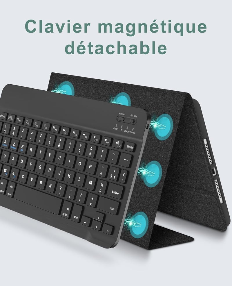 SENGBIRCH iPad 9.7" Tok Francia AZERTY Bluetooth Billentyűzettel - Kompatibilis iPad 6, 5, Pro 9.7, Air 2, Air Modellekkel, Levehető, Automa